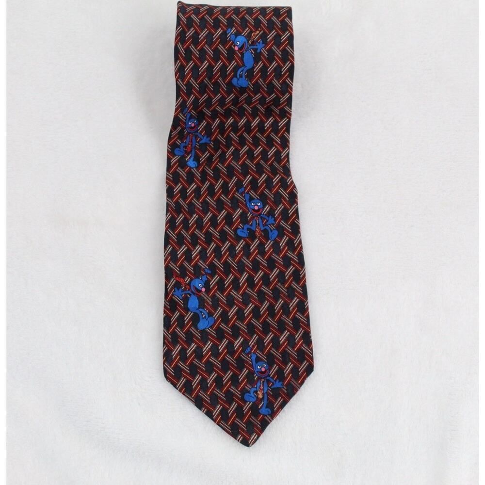 Sesame Street Store Tie Grover Geometric Silk All Over Print Mens 100% Silk